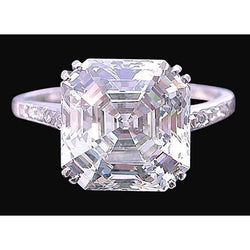 Asscher en ronde diamanten ring 3.15 karaat met accenten witgoud
