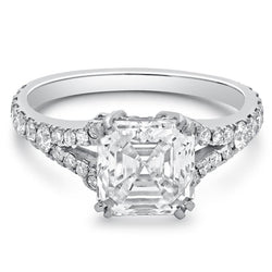 Asscher geslepen 3.26 karaat natuurlijke uit de aarde gewonnen diamanten solitaire ring met accenten