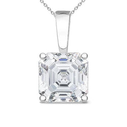 Asscher geslepen dames solitaire uit de aarde gewonnen diamanten hanger 2 karaat Witgoud 14K
