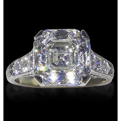 Asscher Natuurlijke Echte Diamanten (Niet Labgekweekt) Verlovingsring Met Accenten 4.65 Karaat