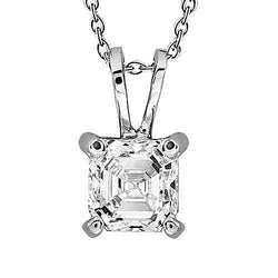 Asscher Geslepen 1 Karaat Solitaire Echt Diamanten Hanger Ketting 14K Witgoud