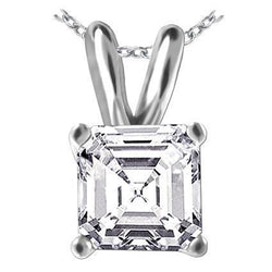 Asscher geslepen Solitaire uit de aarde gewonnen Diamanten Dames Hanger 3 Karaat Witgoud 14k