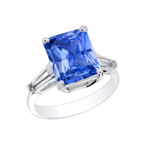 Baguette Diamond 3 Stone Ring Stralende lichtblauwe saffier 2,50 karaat - harrychadent.nl