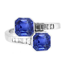 Baguette Diamond Asscher Sapphire Ring Bezel & Channel Set 4,50 karaat
