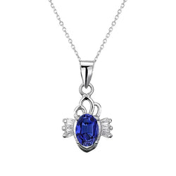 Baguette Diamond & ovale Ceylon saffier hanger ketting 1,75 karaat