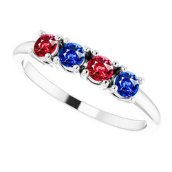 Band Ruby Sapphire Ring 0,80 karaat griffenzetting wit goud 14K