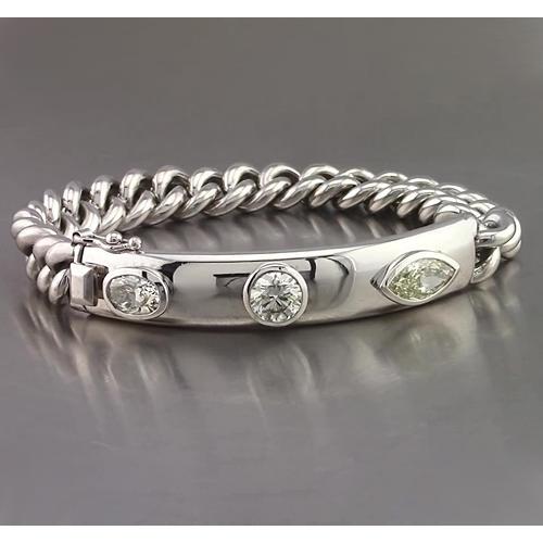 Bar Armband 4,50 Karaat Ovale, Ronde & Marquise Echt Diamanten Herenarmband