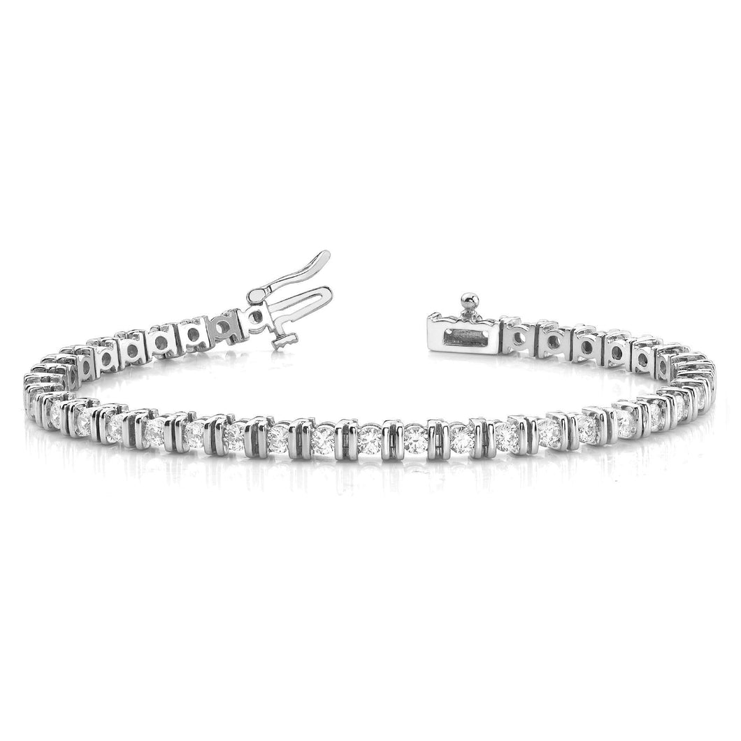 Bezel Set 4 karaat ronde briljant geslepen diamanten armband WG 14K - harrychadent.nl