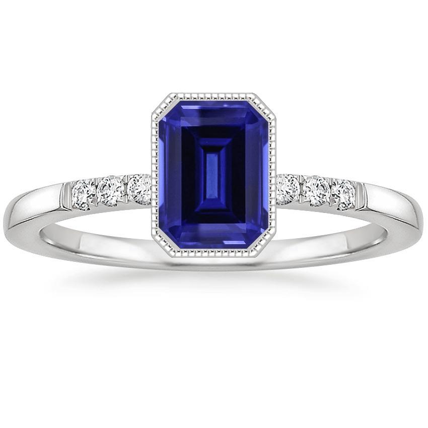 Bezel set blauwe saffier diamanten ring 2,50 karaat vintage stijl - harrychadent.nl