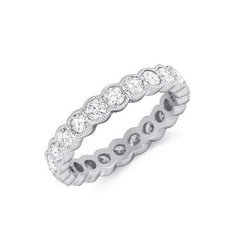 Bezel Set 2,20 ct Ronde Geslepen Echt Diamanten Eeuwigheid Band Goud Wit 14K