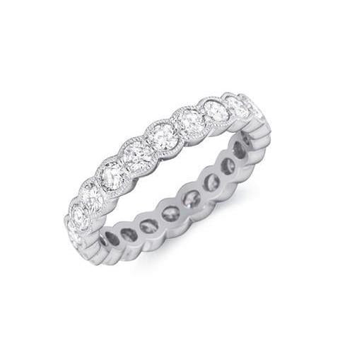 Bezel Set 2,20 ct Ronde Geslepen Echt Diamanten Eeuwigheid Band Goud Wit 14K - harrychadent.nl