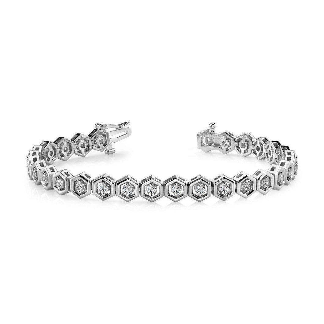Bezel Set 5,80 Karaat Echt Diamanten Tennisarmband 14K Witgoud