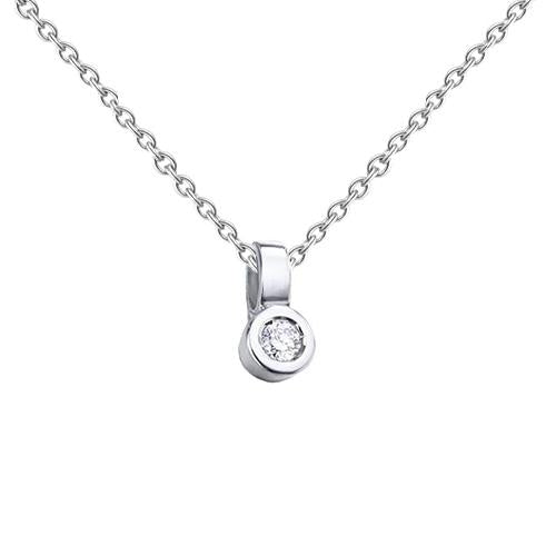 Bezel Set Echt Diamanten Hanger 0,75 Ct Rond Geslepen Sprankelend Wit Goud