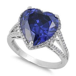 Big Heart Sri Lanka blauwe saffier diamanten verlovingsring 5,75 karaat