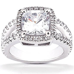 Grote Cushion Natuurlijke uit de aarde gewonnen Diamant Halo Zetting Ring 4.25 Karaat Split Shank Witgoud