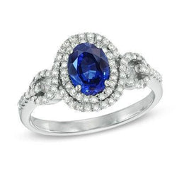 Blauwe AAA Ceylon-saffier met diamanten ring 2,75 karaat gouden sieraden
