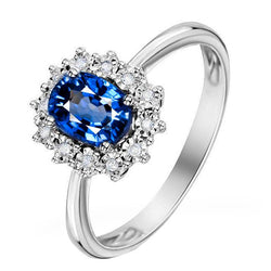 Blauwe Ceylon Sapphire 3 Karaat Jubileumring Wit Goud 14K