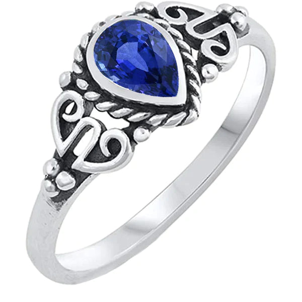 Blauwe Saffier Antieke Stijl Ring