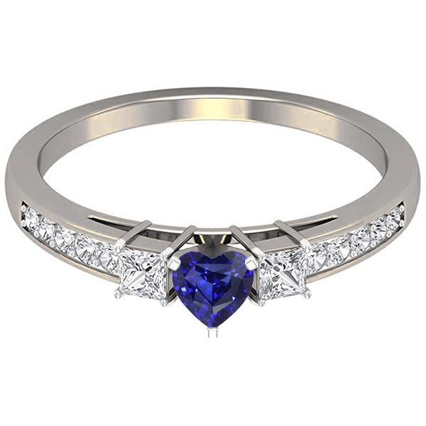 Blauwe Saffier Diamant Hart Geslepen Ring & Prinses Diamanten 2 karaat - harrychadent.nl