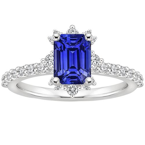 Blauwe Saffier & Diamanten Ring 4,25 Karaat Emerald Solitaire Met Accenten - harrychadent.nl