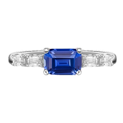 Blauwe Saffier & Diamanten Ring Smaragd 2,50 Karaat 5 Stenen Sieraden - harrychadent.nl