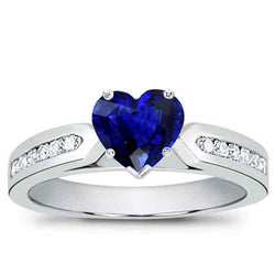 Blauwe Saffier Edelsteen Ring Hart & Ronde Diamanten 2,50 Karaat Goud