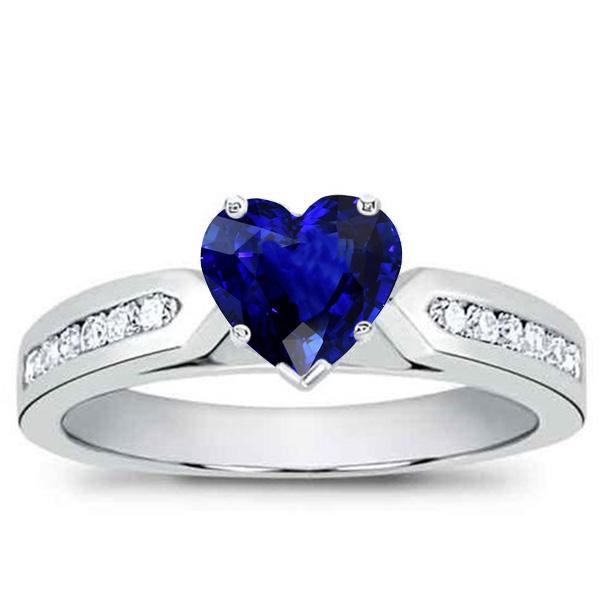 Blauwe Saffier Edelsteen Ring Hart & Ronde Diamanten 2,50 Karaat Goud - harrychadent.nl