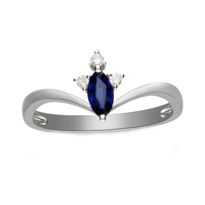 Blauwe Saffier Jubileumring Markiezin & Ronde Diamanten 1,50 Karaat - harrychadent.nl