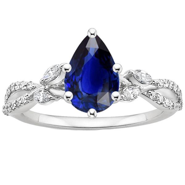 Blauwe Saffier Jubileumring Markiezin & Ronde Diamanten 5,50 Karaat - harrychadent.nl