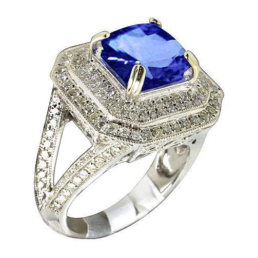 Blauwe Saffier Met Diamantring