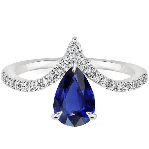 Blauwe Saffier Ring Enhancer Peer & Ronde Diamant 4.50 Karaat Goud 14K - harrychadent.nl