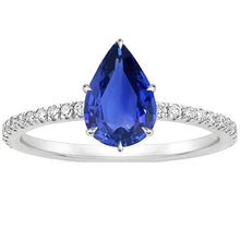 Afbeelding in Gallery-weergave laden, Blauwe Saffier Ring Met Pave Set Diamanten Accenten Goud 4,50 Karaat - harrychadent.nl
