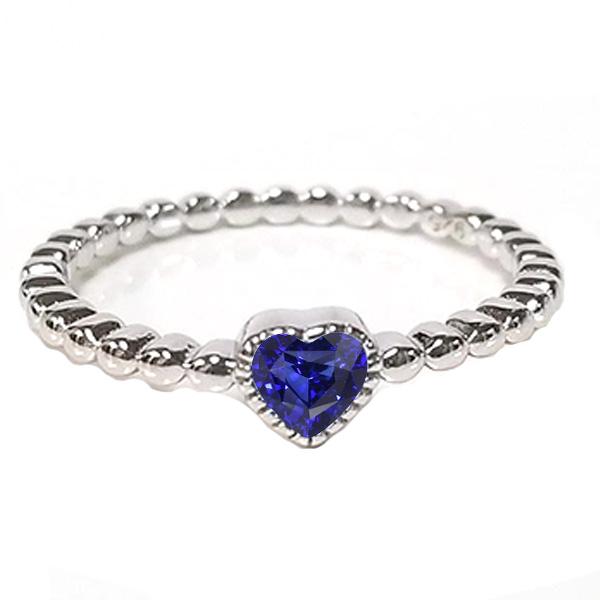 Blauwe Saffier Solitaire Bezel Set Hart Ring 1 Karaat Kralen Stijl - harrychadent.nl