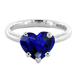 Blauwe Saffier Solitaire Hartvormige Ring 2 Karaats 14K Goud
