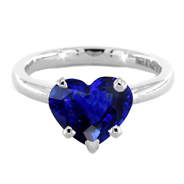 Blauwe Saffier Solitaire Hartvormige Ring 2 Karaats 14K Goud - harrychadent.nl