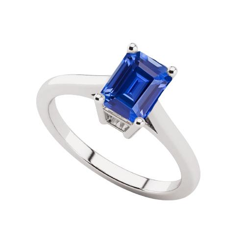 Blauwe Saffier Solitaire Ring 2 Karaats Mand Set Emerald Cut Sieraden - harrychadent.nl