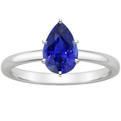 Blauwe Saffier Solitaire Ring 4 Karaats Edelsteen Wit Goud 14K