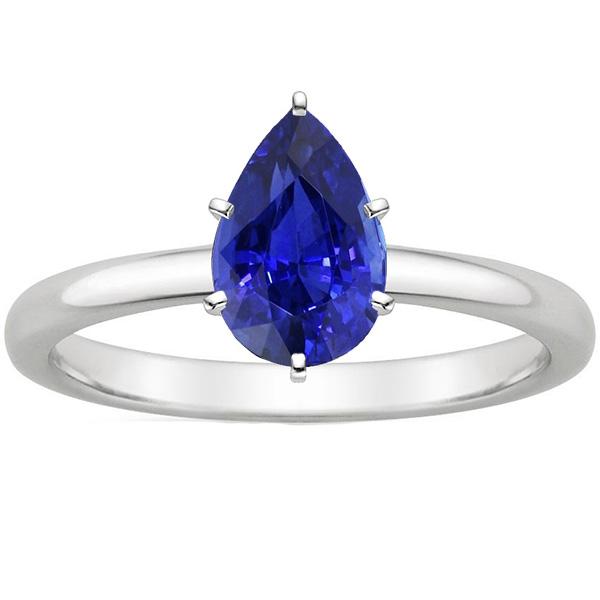 Blauwe Saffier Solitaire Ring 4 Karaats Edelsteen Wit Goud 14K - harrychadent.nl