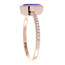 Afbeelding in Gallery-weergave laden, Blauwe Saffier Solitaire Ring Bezel Set Met Diamanten Goud 3,50 Karaat - harrychadent.nl
