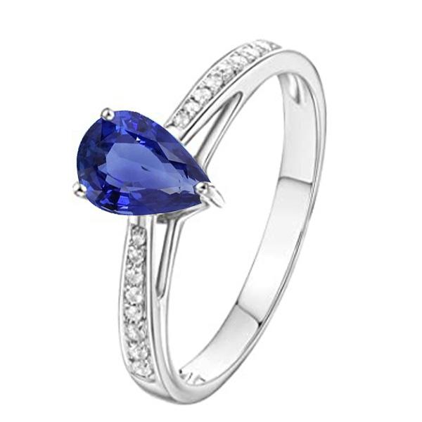 Blauwe Saffier Solitaire Ring & Pave Set diamanten accenten 2,50 karaat - harrychadent.nl