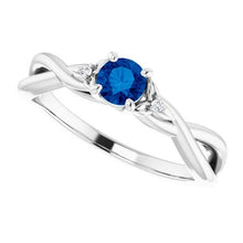 Afbeelding in Gallery-weergave laden, Blauwe saffier 1.50 karaat ring gedraaide schacht wit goud 14k - harrychadent.nl
