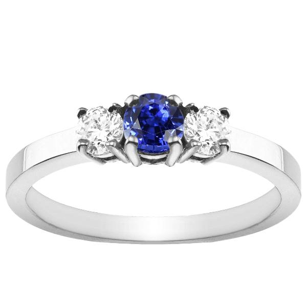 Blauwe saffier 3 stenen diamanten ring 1,50 karaat goud 4 Prong Basket Set - harrychadent.nl