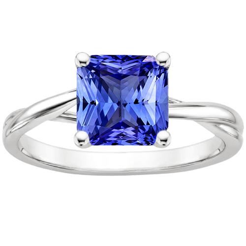 Blauwe saffier Solitaire edelsteenring 2,50 karaat gedraaide schacht - harrychadent.nl