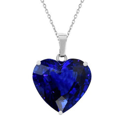 Blauwe saffier Solitaire hart hanger schuif 14K goud 4 karaat sieraden