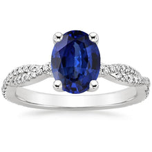 Afbeelding in Gallery-weergave laden, Blauwe saffier Solitaire met accenten Trouwring 3,50 karaat - harrychadent.nl
