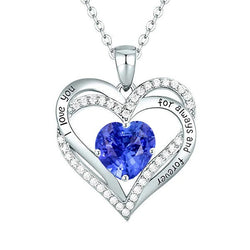 Blauwe saffier diamant open hart liefde hanger ketting 3,50 karaat