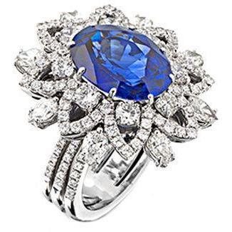 Blauwe saffier diamanten 9,75 karaat jubileum ring wit goud 14K - harrychadent.nl