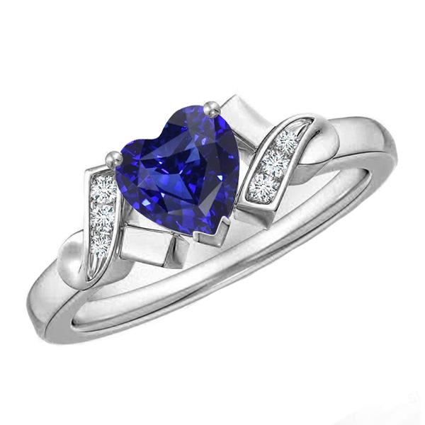 Blauwe saffier diamanten hart ring lint stijl 2 karaat dames sieraden - harrychadent.nl