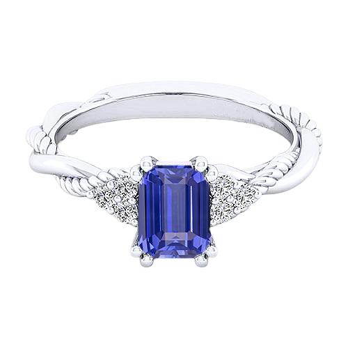 Blauwe saffier edelsteen ring gedraaid touw stijl diamanten 2 karaat - harrychadent.nl