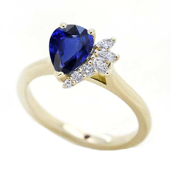 Blauwe saffier edelsteen ring met ronde en markiezin accenten 2,50 karaat - harrychadent.nl